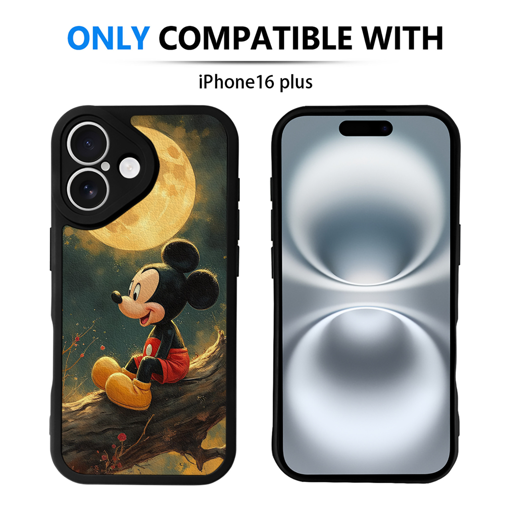 （画像用） ミッキーマウス Mickey Mouse 【iPhone 16シリーズ対応】シリコンスマホケース（レザー調） 材質：シリコン